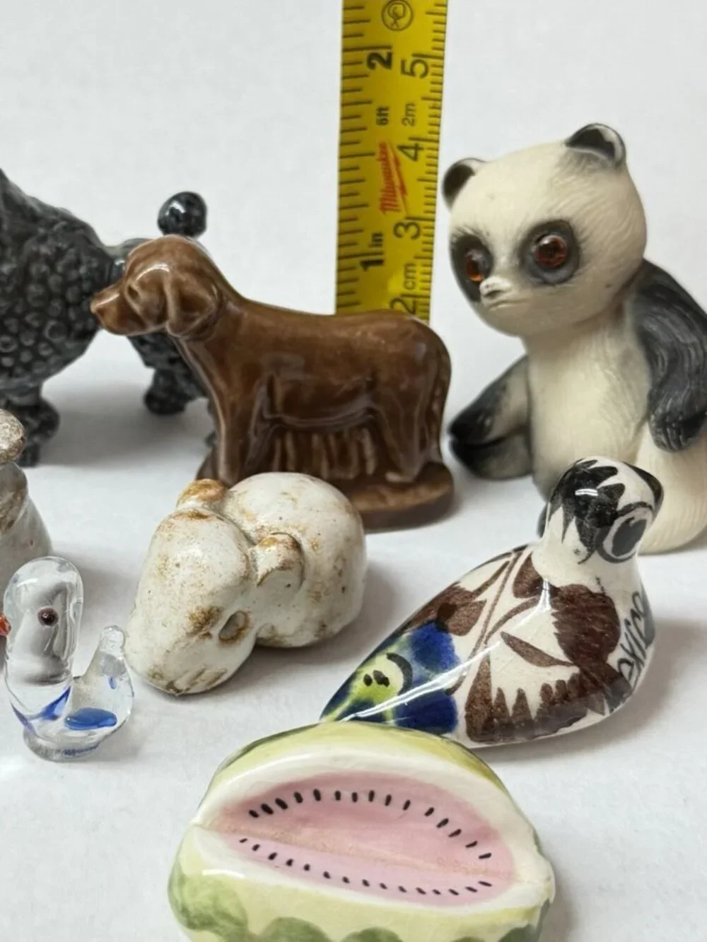 Lot 11 Mini Figures Wade Whimsies Panda Mouse Talavera Collie Poodle Bird Fish
